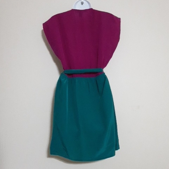 Charlien Jade Elegant Two-Tone Dress Fishia Green Silk Women S/P Y2k Event Fairy - Picture 2 of 7